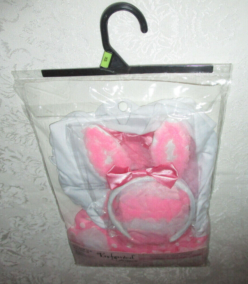 Easter Bunny XS (3T-4T) Costume w/ Petticoat Dress, Leg Warmers, Headband Ears