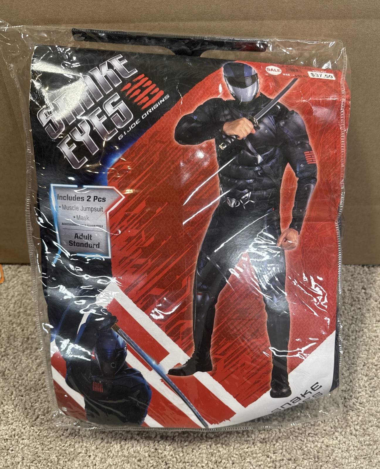Snake Eyes G.I. Joe Origins Dress Up Halloween Adult Regular 2 Piece Costume NWT