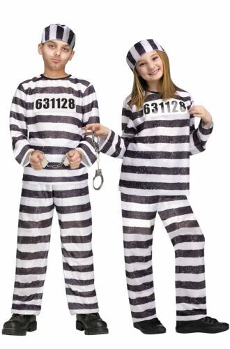 Unisex Child Prisoner Jailbird Halloween Costume MEDIUM 8-10