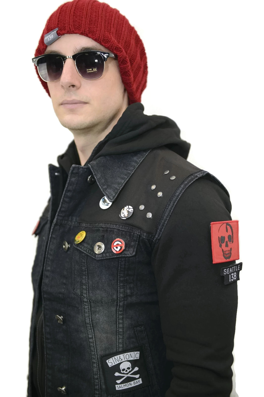 inFAMOUS Second Son Costume COMPLETE Jacket Vest Beanie Cap Delsin Rowe Tattoo