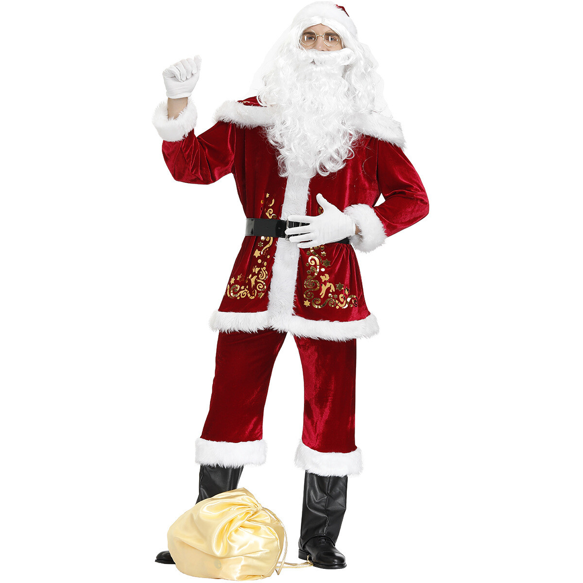 Plus Size Santa Claus Costume Outfits Full Set Men Classic Christmas Costumes