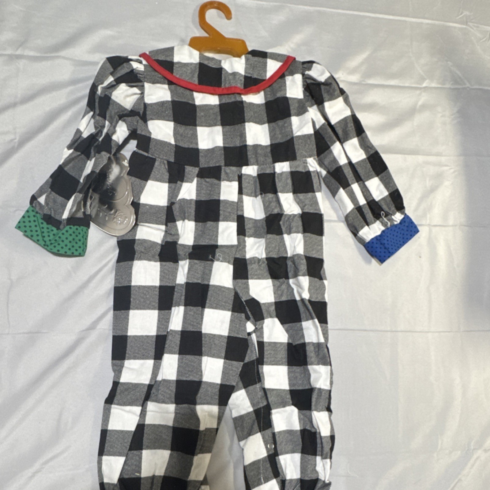 Rachel’s Kids 3T Clown Costume Black White Checkered Red Heart Yellow Bow Cotton