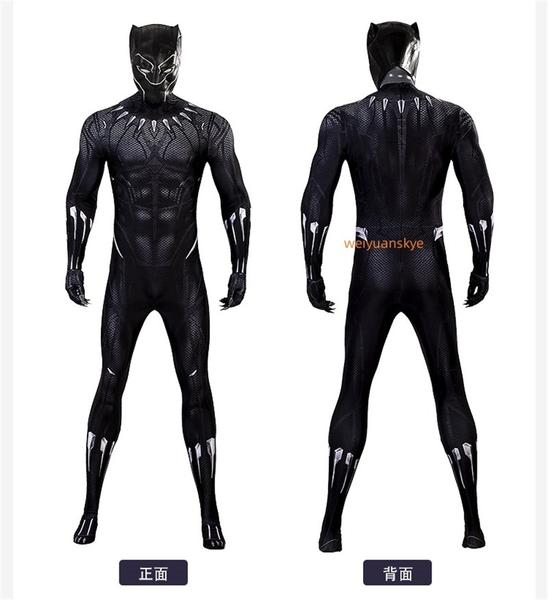 Movie Black Panther Adult T’Challa Cosplay Costume Jumpsuit Catsuit Halloween