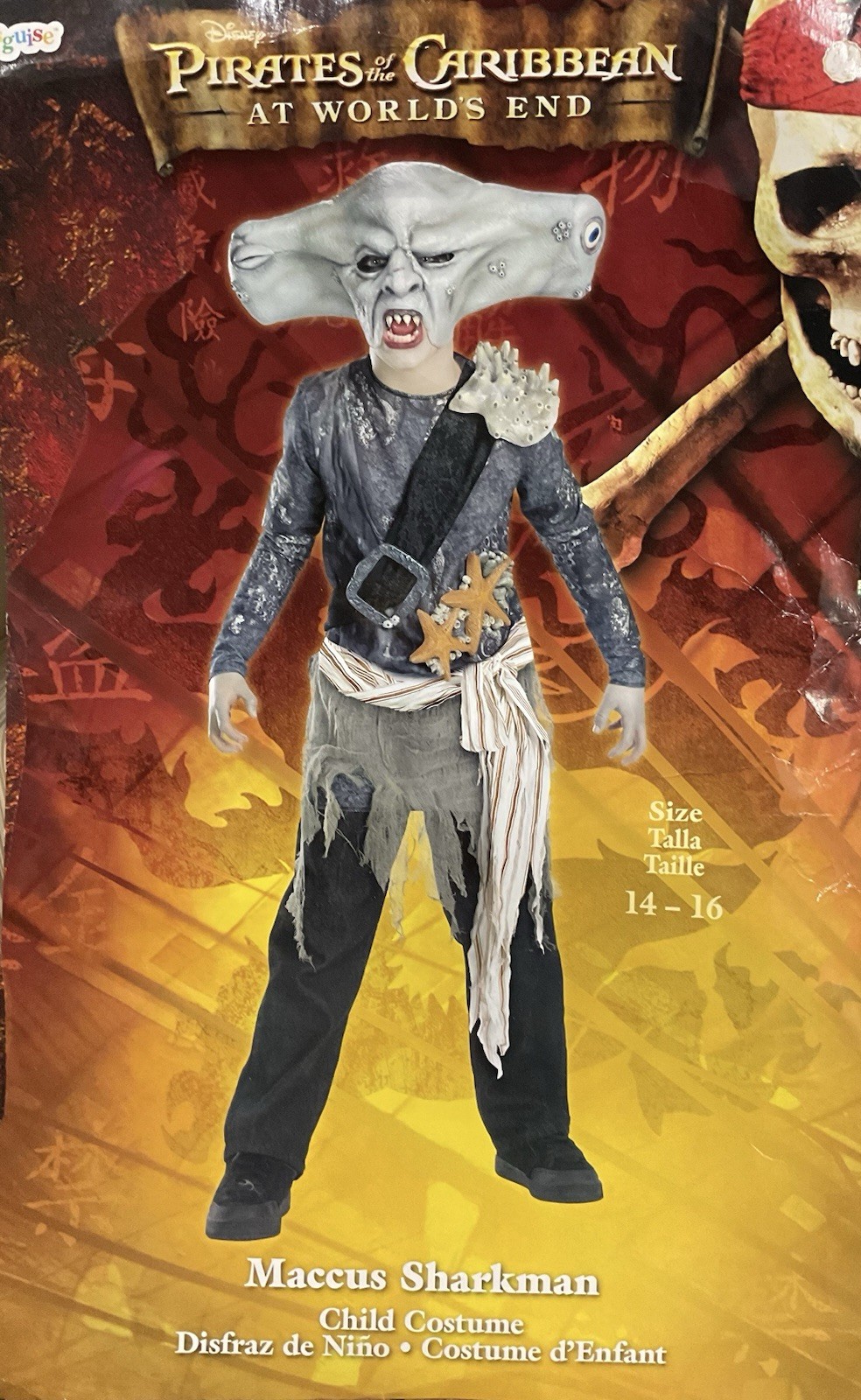 RARE TWEEN Pirates of the Carribean Maccus Sharkman Costume Size XLG 14-16