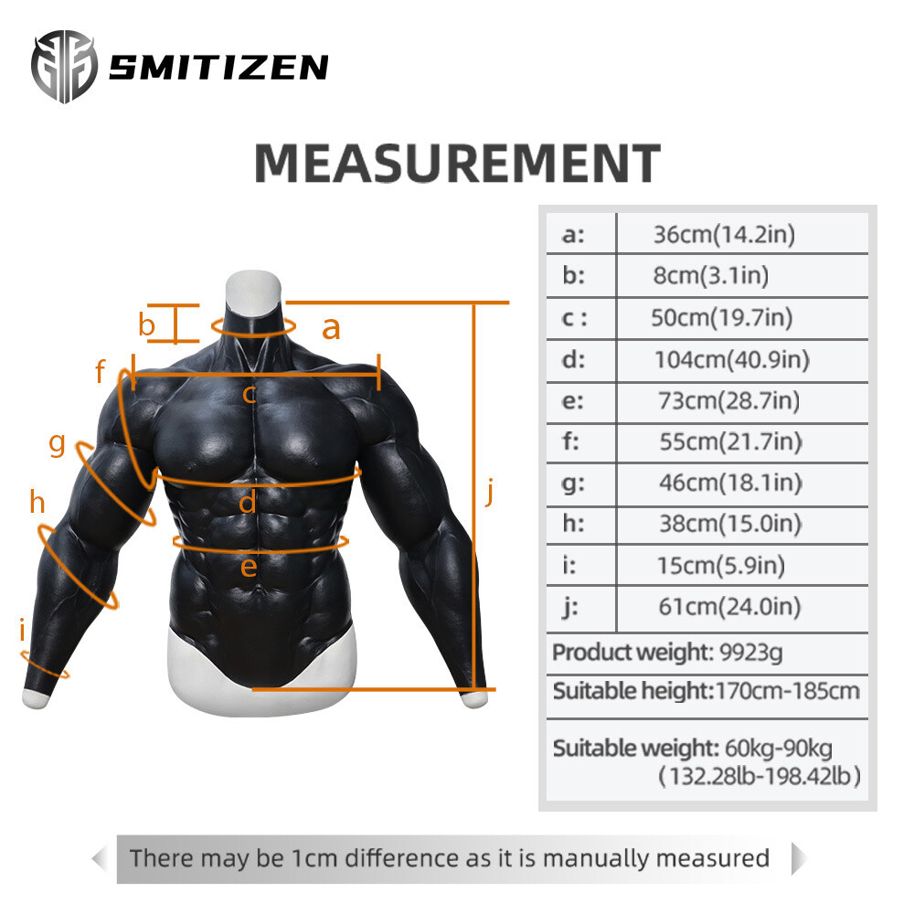 Smitizen Black Silicone Upgraded Muscle Suit Fake Chest Muscle with Strong Arms