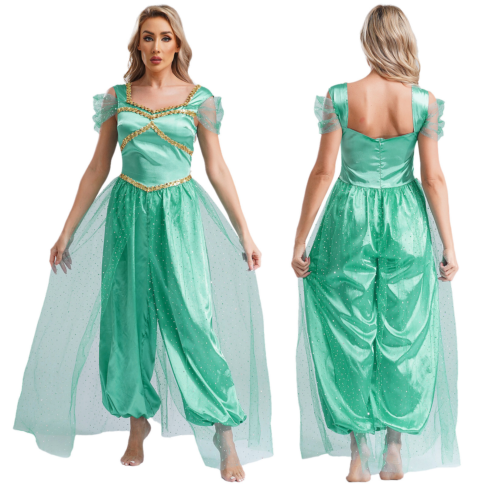 Womens Jumpsuit Cosplay Costume Festival Romper Off Shoulder Sequin Halloween