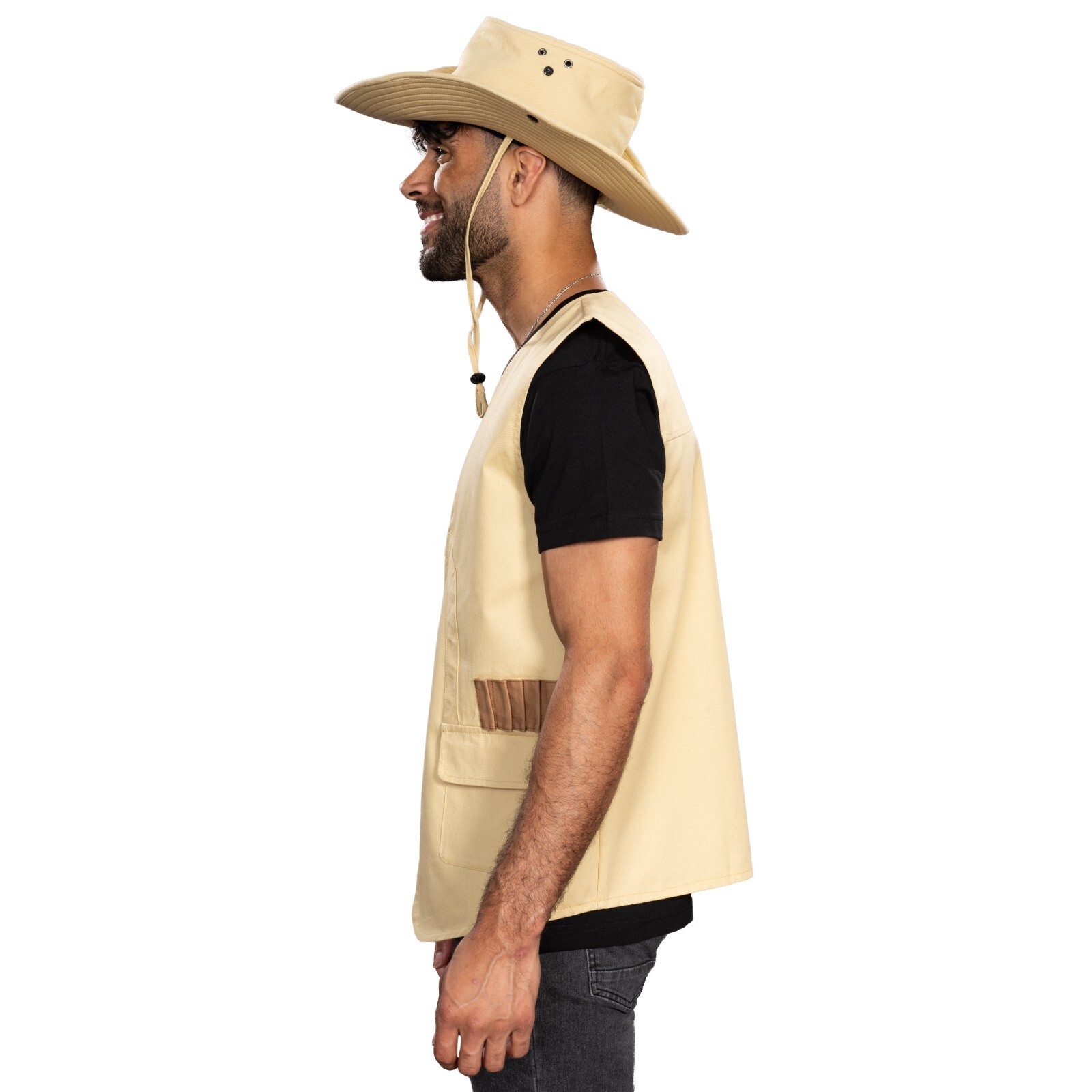 Jurassic Park Muldoon Character Halloween Cosplay Costume Hat & Vest