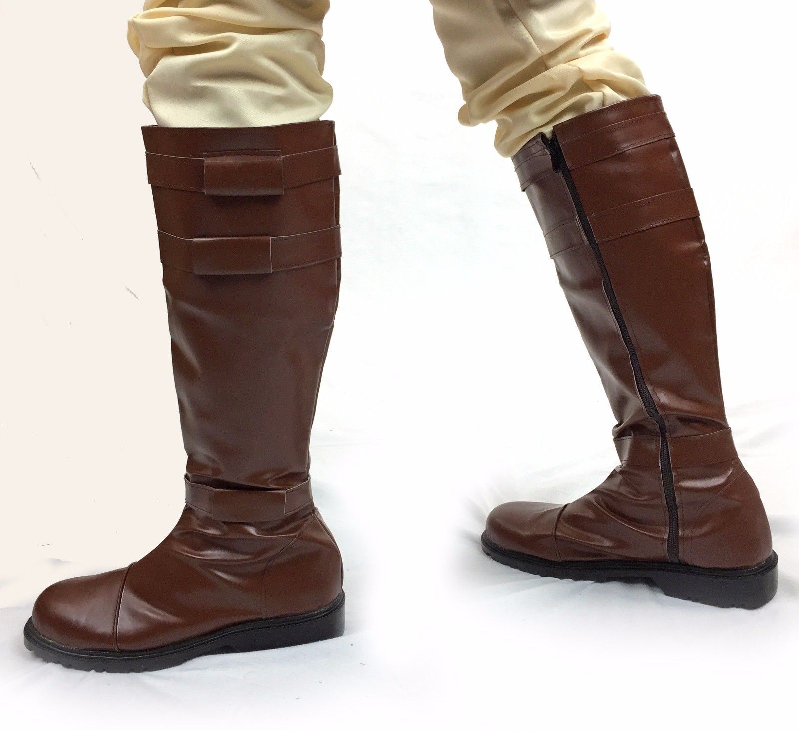 Obi Wan Kenobi Jedi Knight Brown Strapped Star Wars Boots Costume Cosplay Hallow