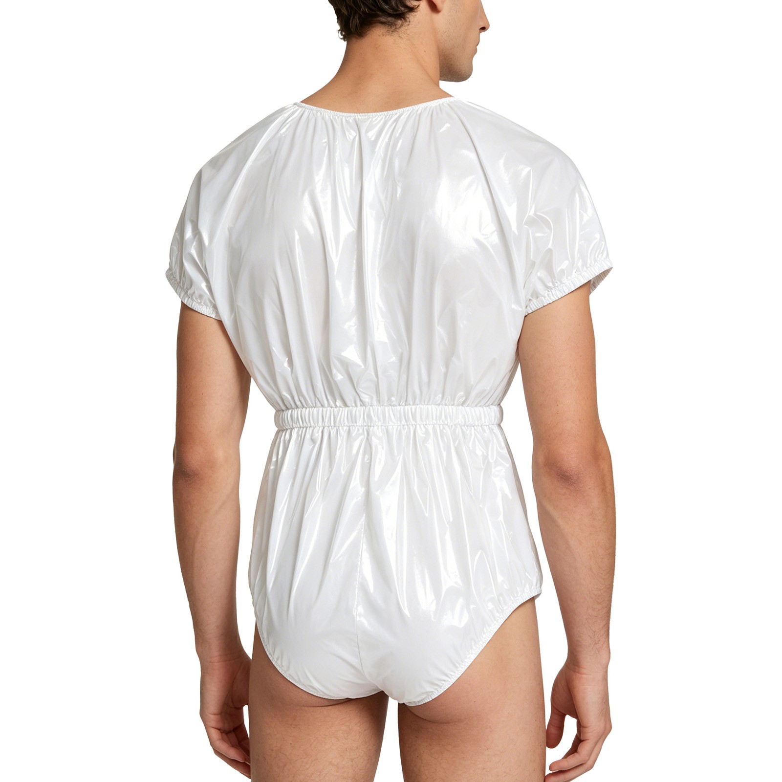 US Men Special Needs Clothing Waterproof Bodysuit Over Diapers Plastic Rompers
