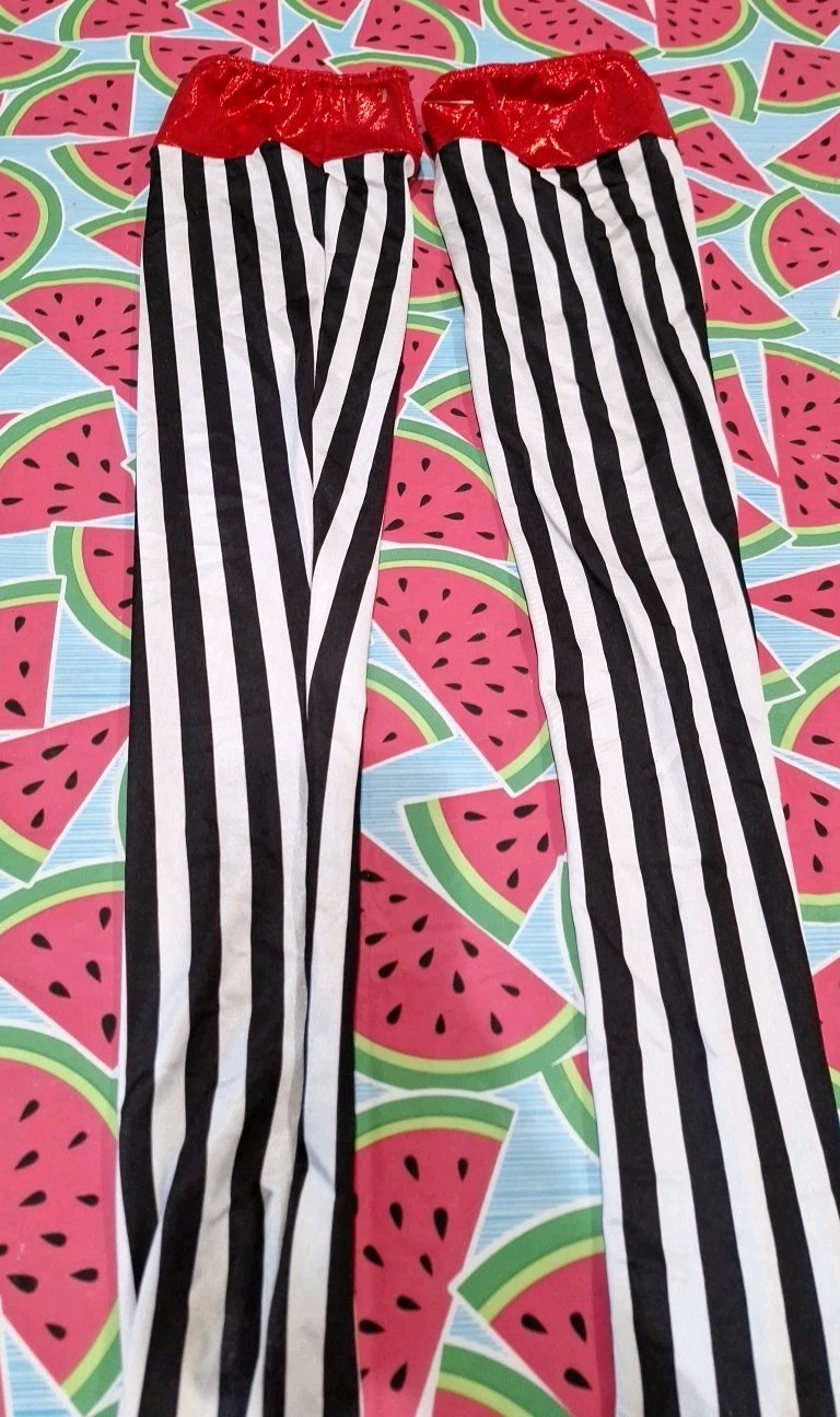 Creations by Cicci Black White Red Knee Hi Striped Socks Cosplay Festival Medium