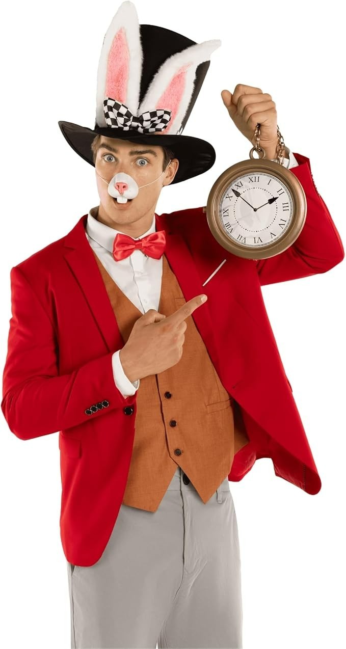 Adult White Rabbit Costume Kit Men`s Alice in Wonderland Accessory One Size