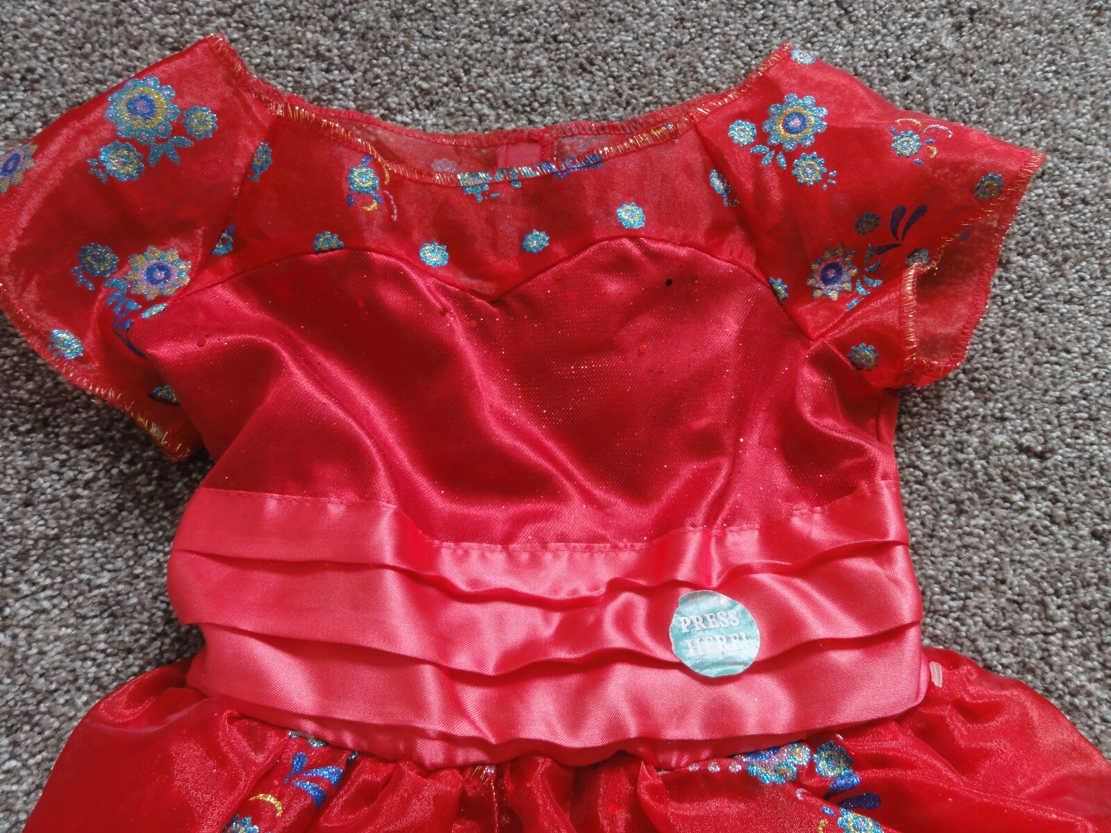 GIRLS RED FLORAL ELENA OF AVALOR LIGHT-UP SINGING PRINCESS COSTUME DRESS 4-6X