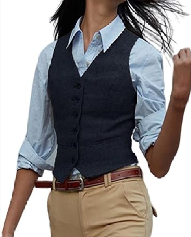 Women’s Renaissance Deep V-Neck Vest Gothic Victorian Waistcoat Retro Vest
