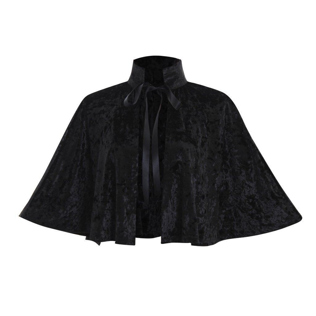 Renaissance Victorian Short Cape Cloak Lace Up Stand Collar Festival Costume