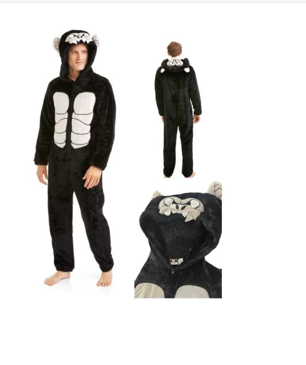 Briefly Stated Plush Gorilla Costume 1 pc Adult Medium Blk Halloween Costume EUC