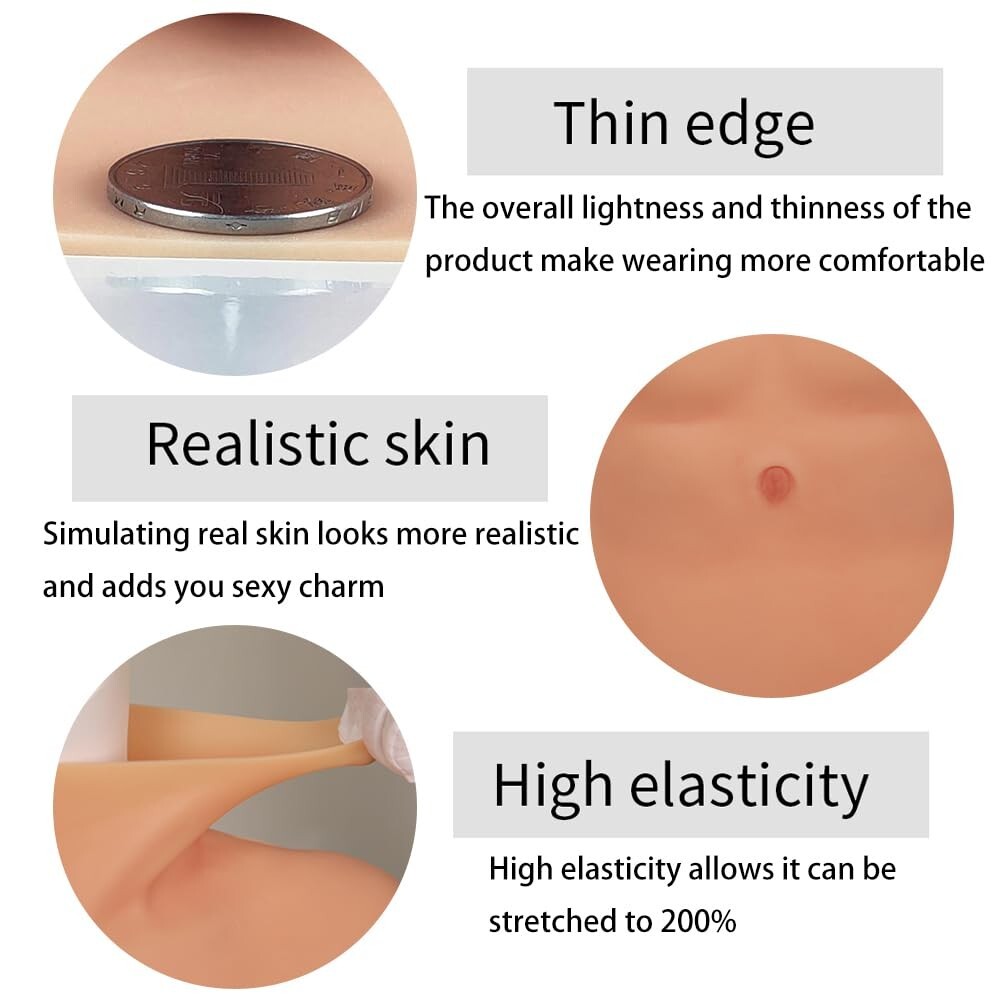Silicone Muscle Chest Realistic BodySuit Male Fake Breast Plate Costume Cosplay
