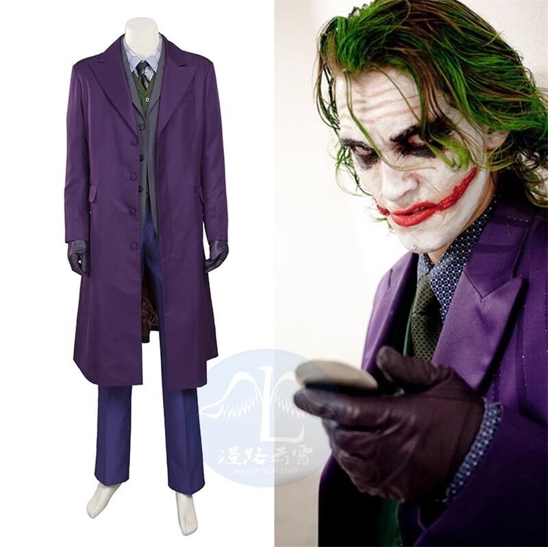 Batman The Dark Knight Joker Cosplay Halloween Costume Suit Man Overcoat Outfits