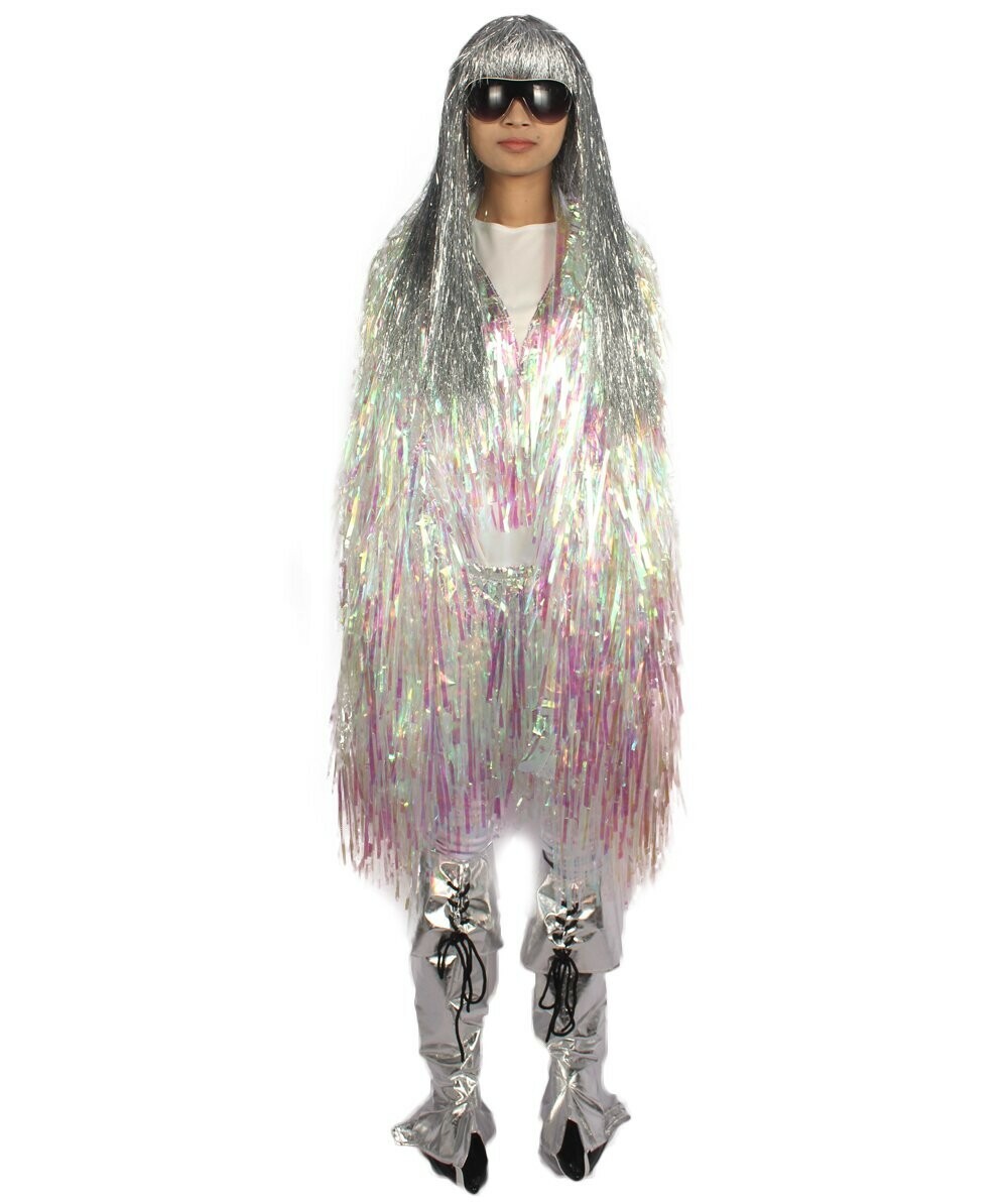 HPO White Halographic Unisex Tinsel Jacket Costume
