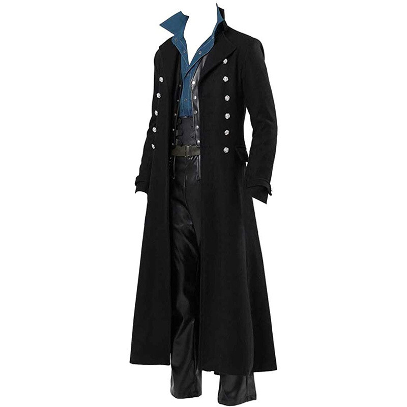 Steampunk Mens Gothic Medieval Cosplay Halloween Costume Gown Coat Long Jacket