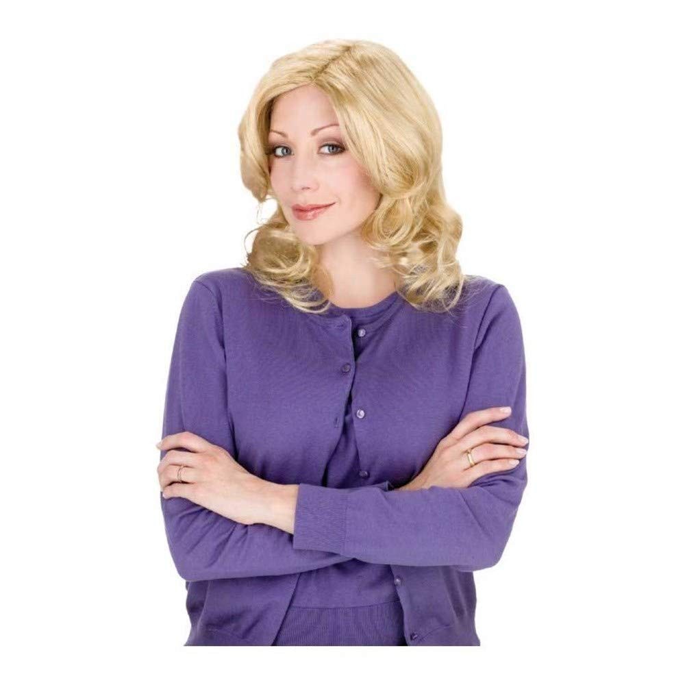 Blonde Wig Womens Costume Dress Up Medium Length Long Hair Wavy Curly Synthetic