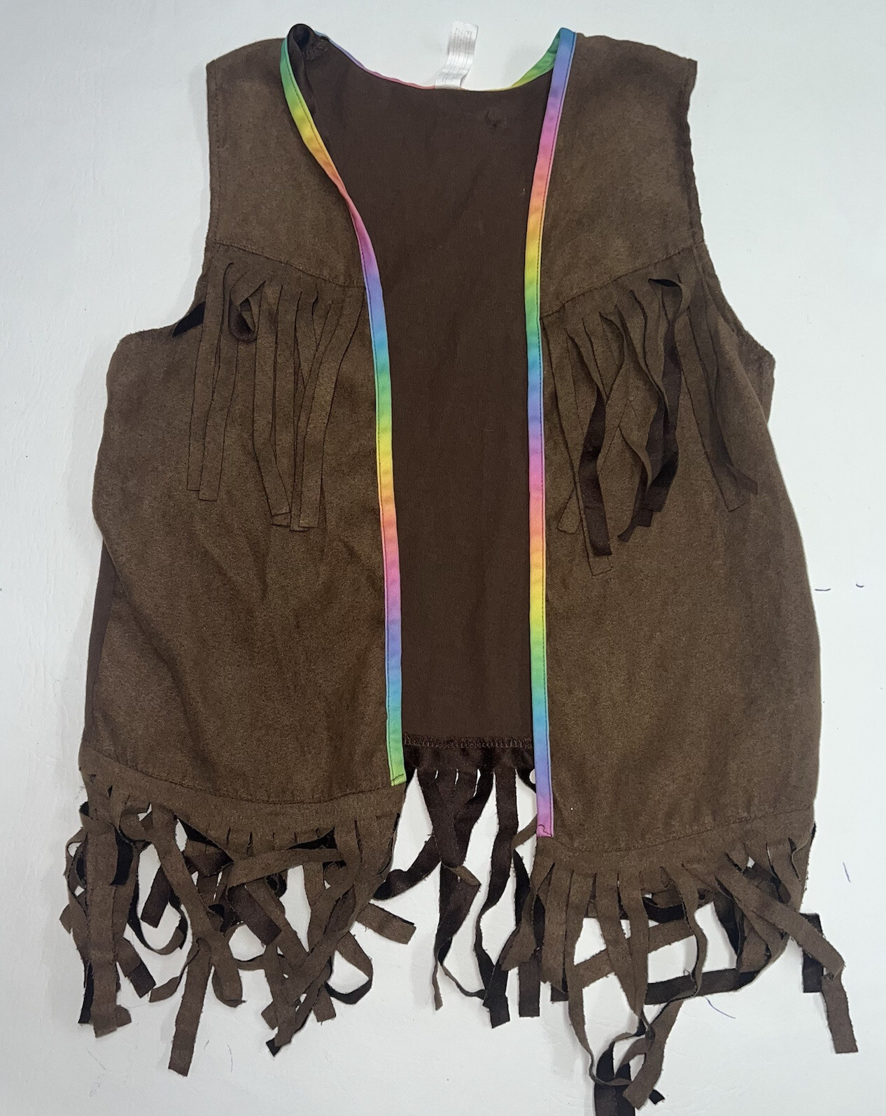 Groovy 60s 70s Hippie Vest Child Size Brown Fringe Woodstock Halloween Costume