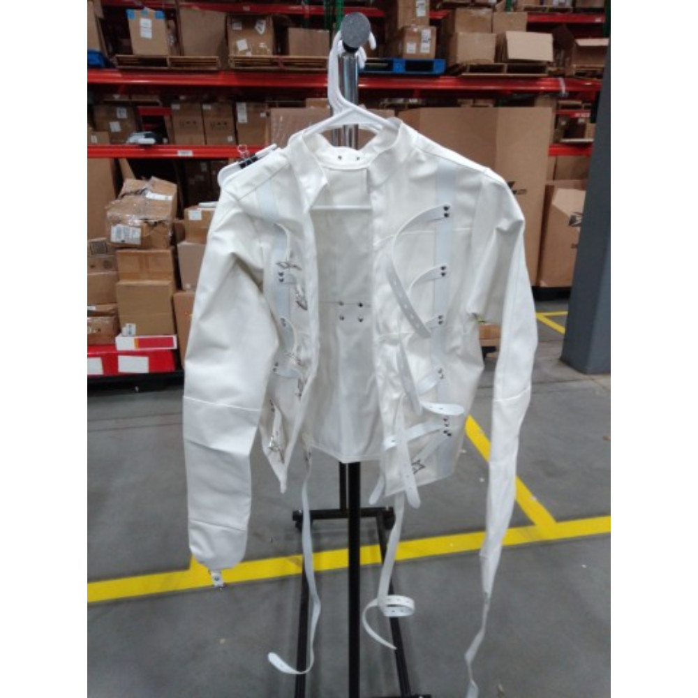 White Asylum Straight Jacket Costume S/M L/XL BODY HARNESS Restraint Armbinder