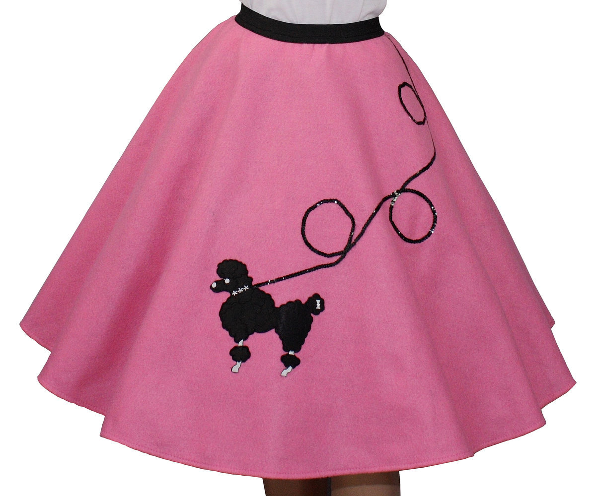 Hot Pink FELT Poodle Skirt _ Girl Size MEDIUM (Ages 7-9) _ Waist 20″- 27″