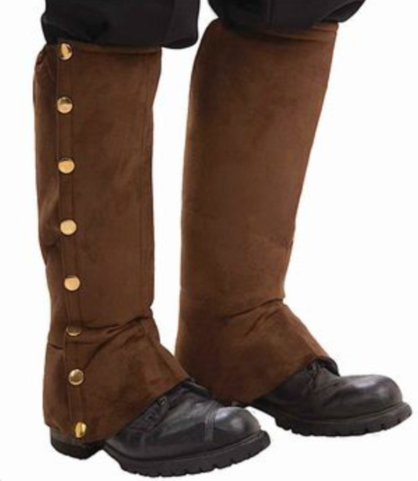 Steampunk Spats Brown Suede & Felt Victorian Era Men’s Costume Spats, One Size