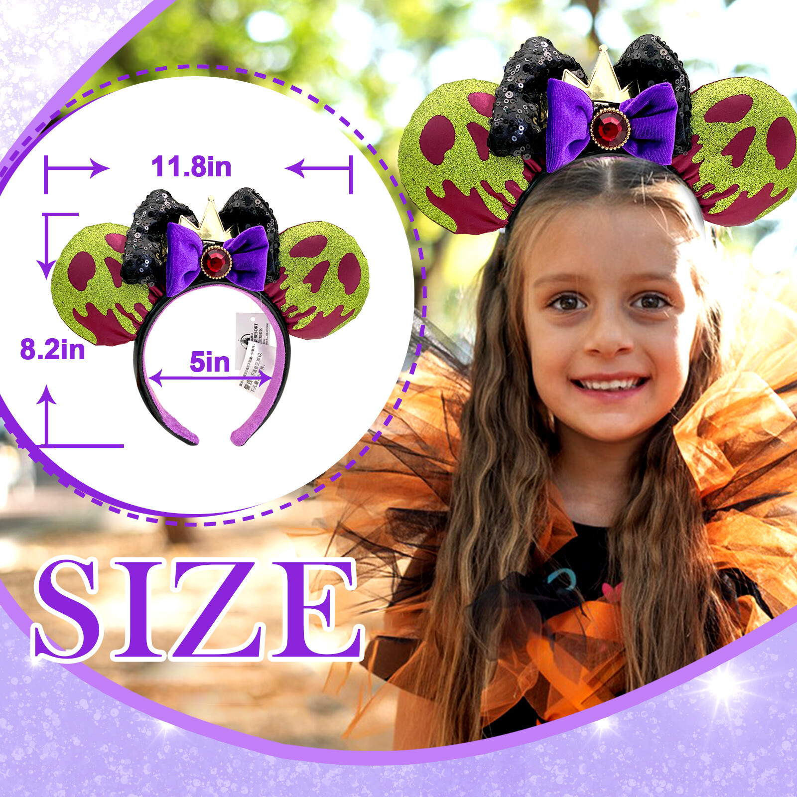 Disney~Parks Poison Apple Ears Snow White Evil Queen Mickey Bow Ears Headband