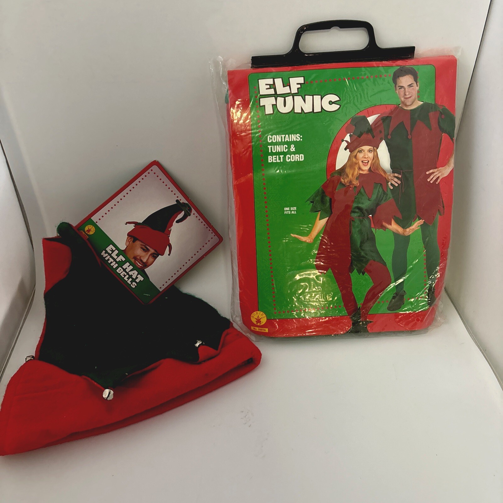 NWT Rubie’s Elf Tunic Adult One Size Fits All 2 Piece Plus Xmas Elf Hat W/ Bells