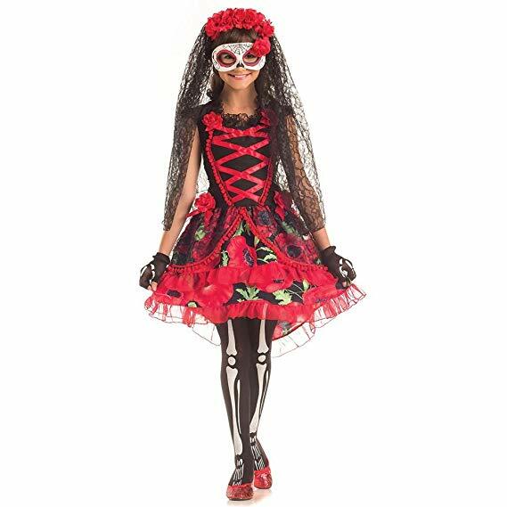 Party King Day of the Dead Senorita Skull Childrens Halloween Costume PK297C