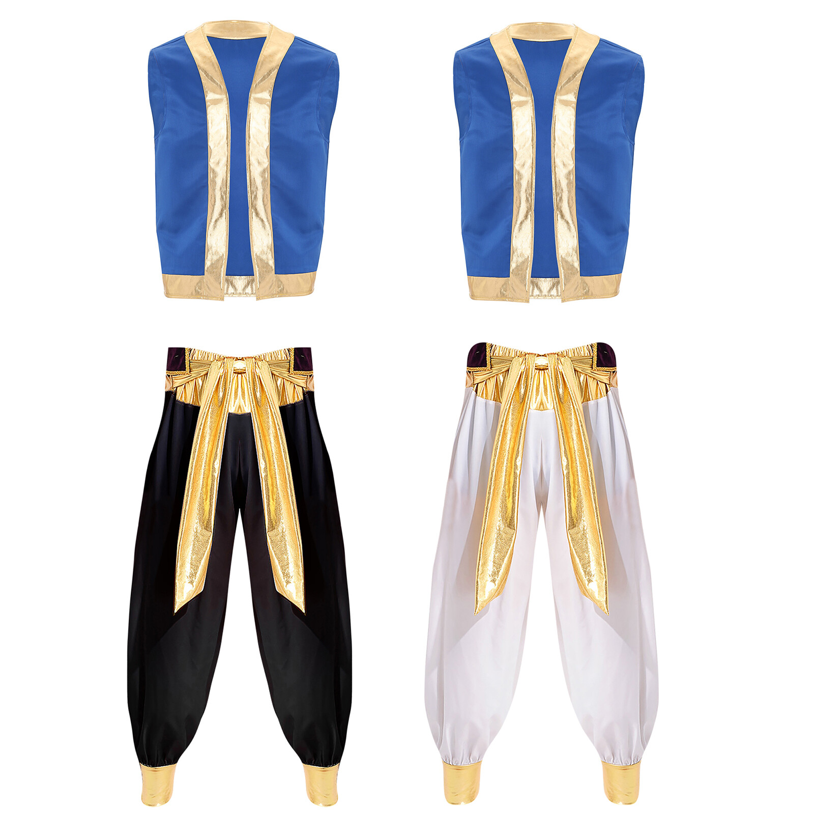 Men Dance Outfit Arabian Vest With Long Pants Stage Waistcoat And Trousers Set
