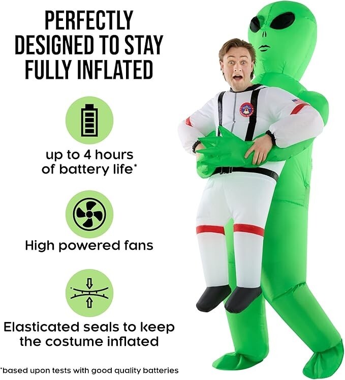 Inflatable Astronaut Alien Costume Adult Kidnap Abduction Blow Up Suit Halloween