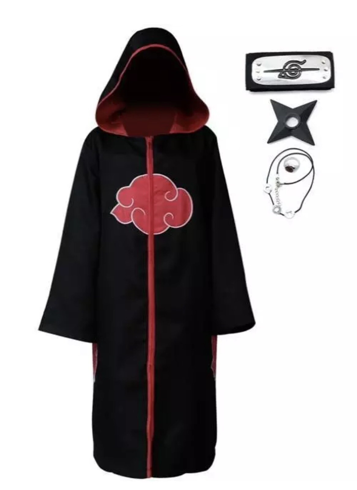Akatsuki Uchiha Itachi Cloak for Kids Adult Long Black Robe Hoodie Cloak Small