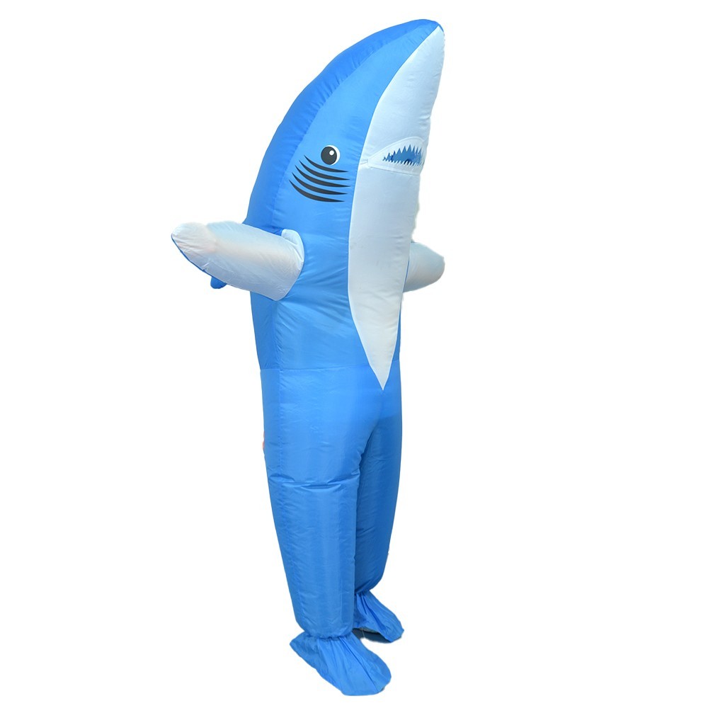 Inflatable Shark Costume Blue Adult Blow Up Funny Halloween Cosplay Party Outfit
