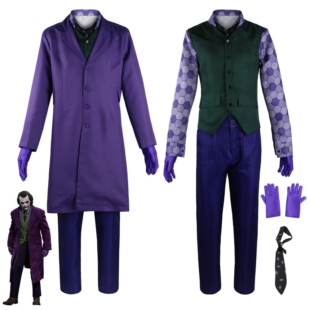 Batman The Dark Knight Joker Cosplay Costume Mens Halloween Party Fancy Outfits