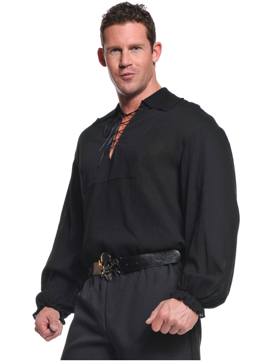 Men’s Seven Seas Pirate Black Costume Shirt Large 42-46