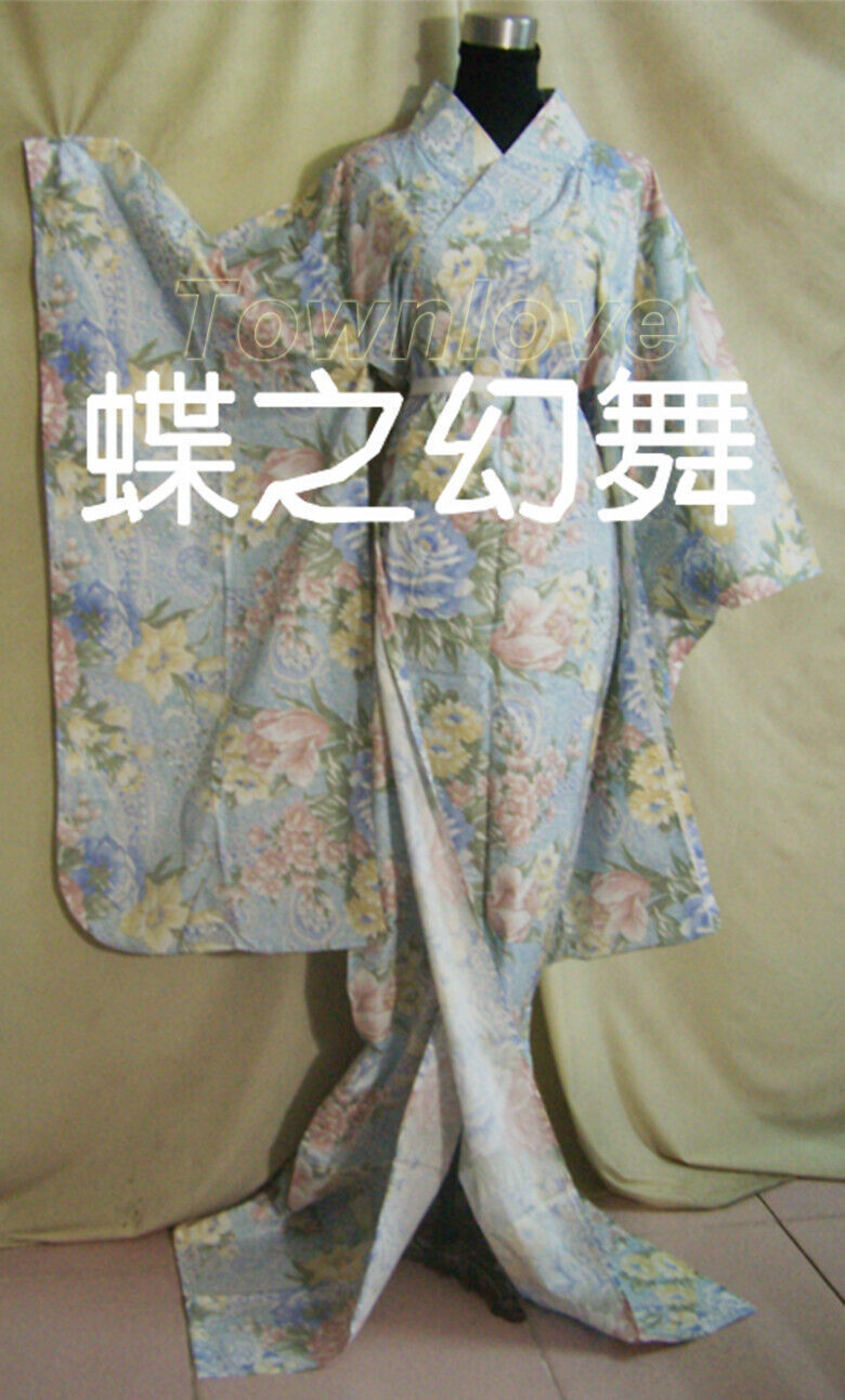 46 Colors Japanese Traditional Womens Cotton Blend Long Furisode Kimono Costume