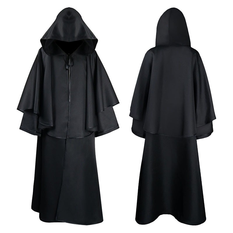 Hooded Monk Cloak Long Sleeve Wizard Robe Reaper Halloween Costume 5 Colors