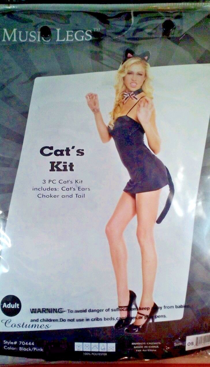 Cat’s Kit Music Legs 3 piece Cat Costume New Frederick’s Of Hollywood NEW