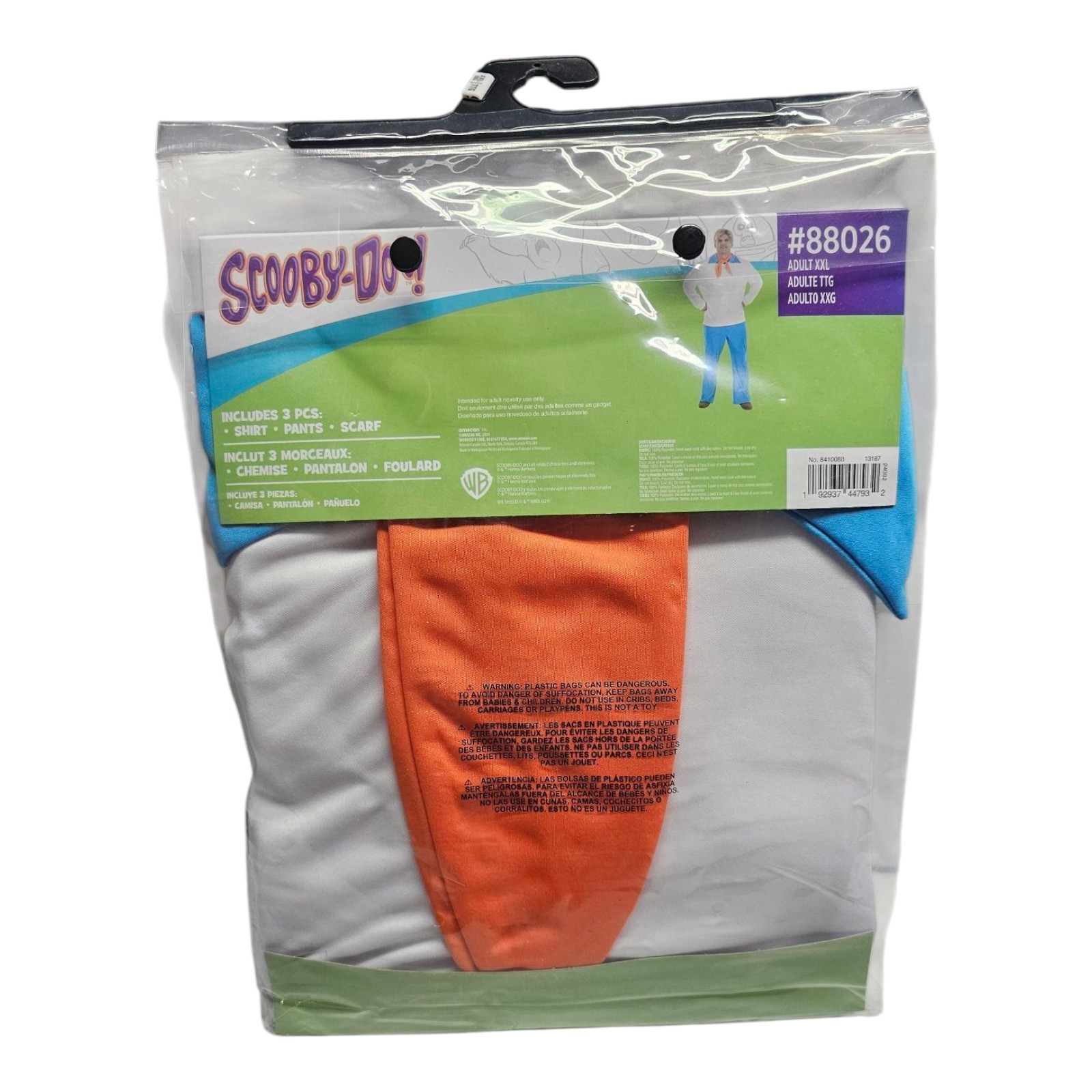 Scooby Doo Men’s Adult Plus 2XL 48-52 FRED Halloween Costume Cosplay. 3 Pc NEW