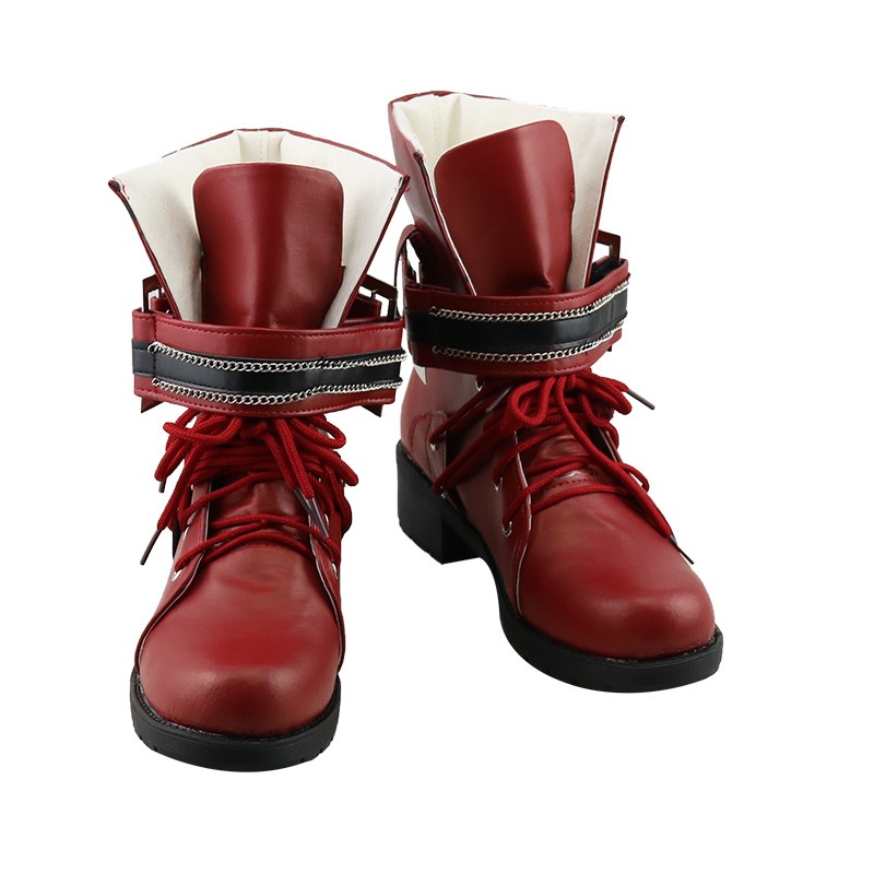 FF7 Final Fantasy VII Cosplay Tifa Lockhart Red PU Boots Halloween Shoes Props
