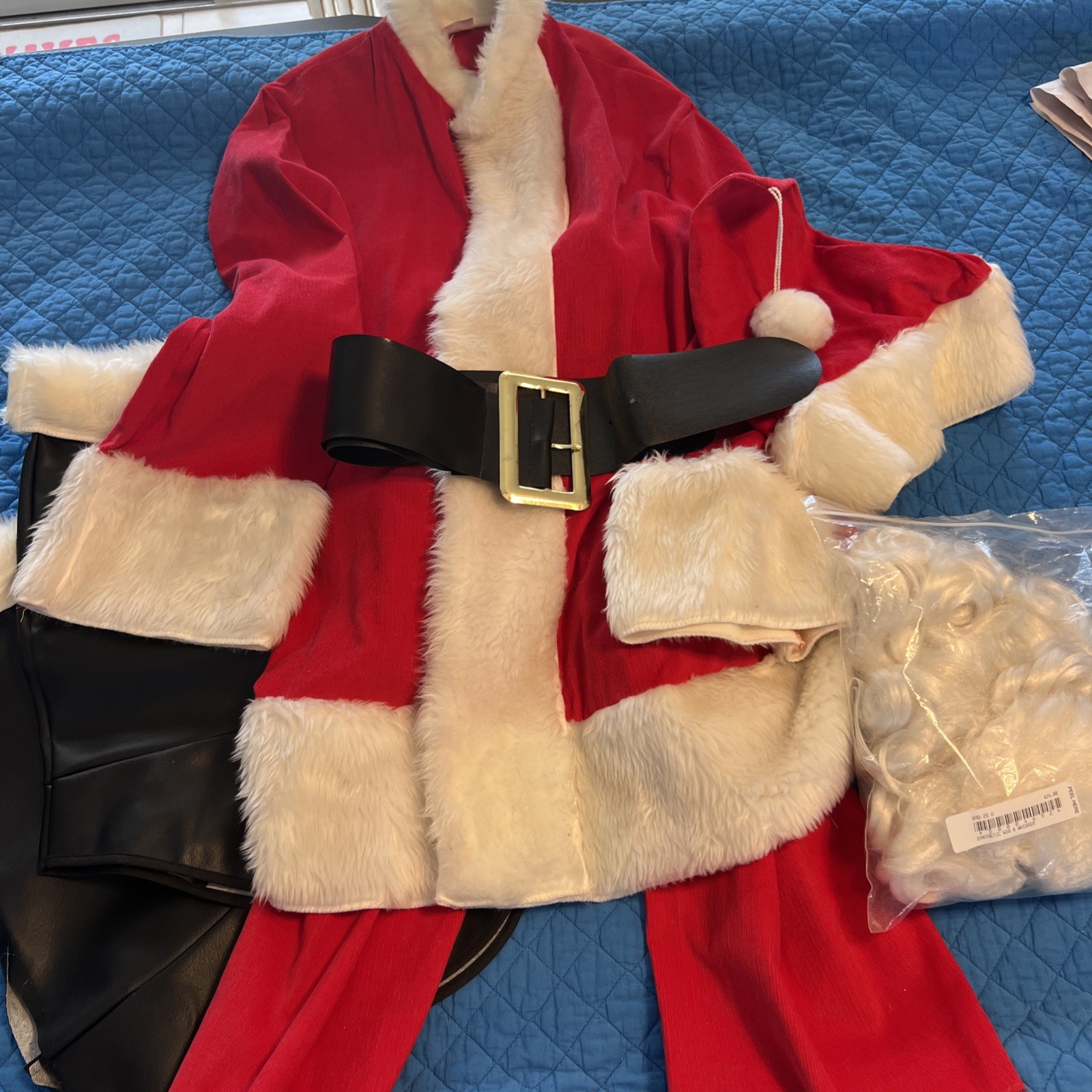 Vintage Rubies Santa Suit Complete 100 % Polyester Made In USA Lightweight