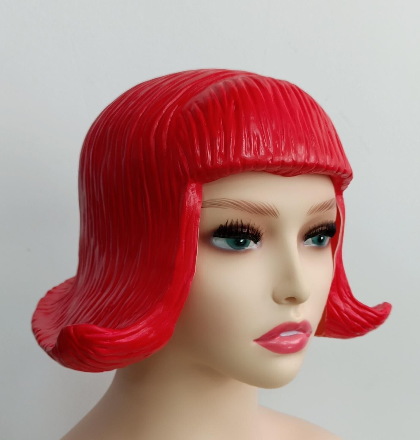 Latex Colored Bob-Style Fake Wig Headwear Cosplay Or Decoration Props