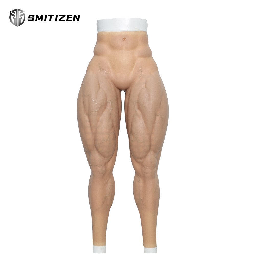 Smitizen Silicone Realistic Muscle Leg Pants Body suit Shaper For Men False Leg