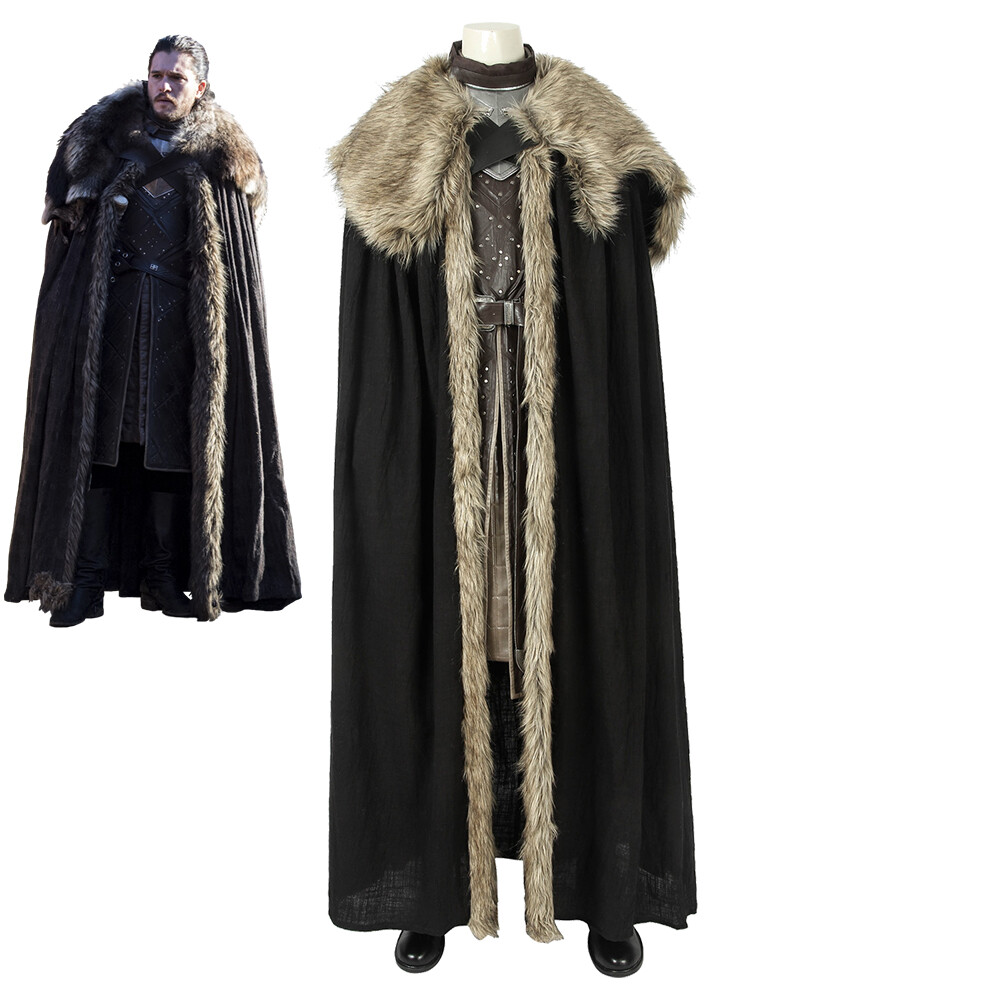 Jon Snow Costume Game of Thrones Season 8 outfit Cosplay Suit with Cloak