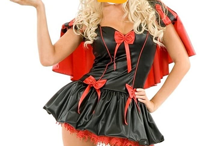 CHARADES SNOW WHITE THE DARK SIDE RED BLACK CAPE HEADBAND DRESS UP COSTUME S