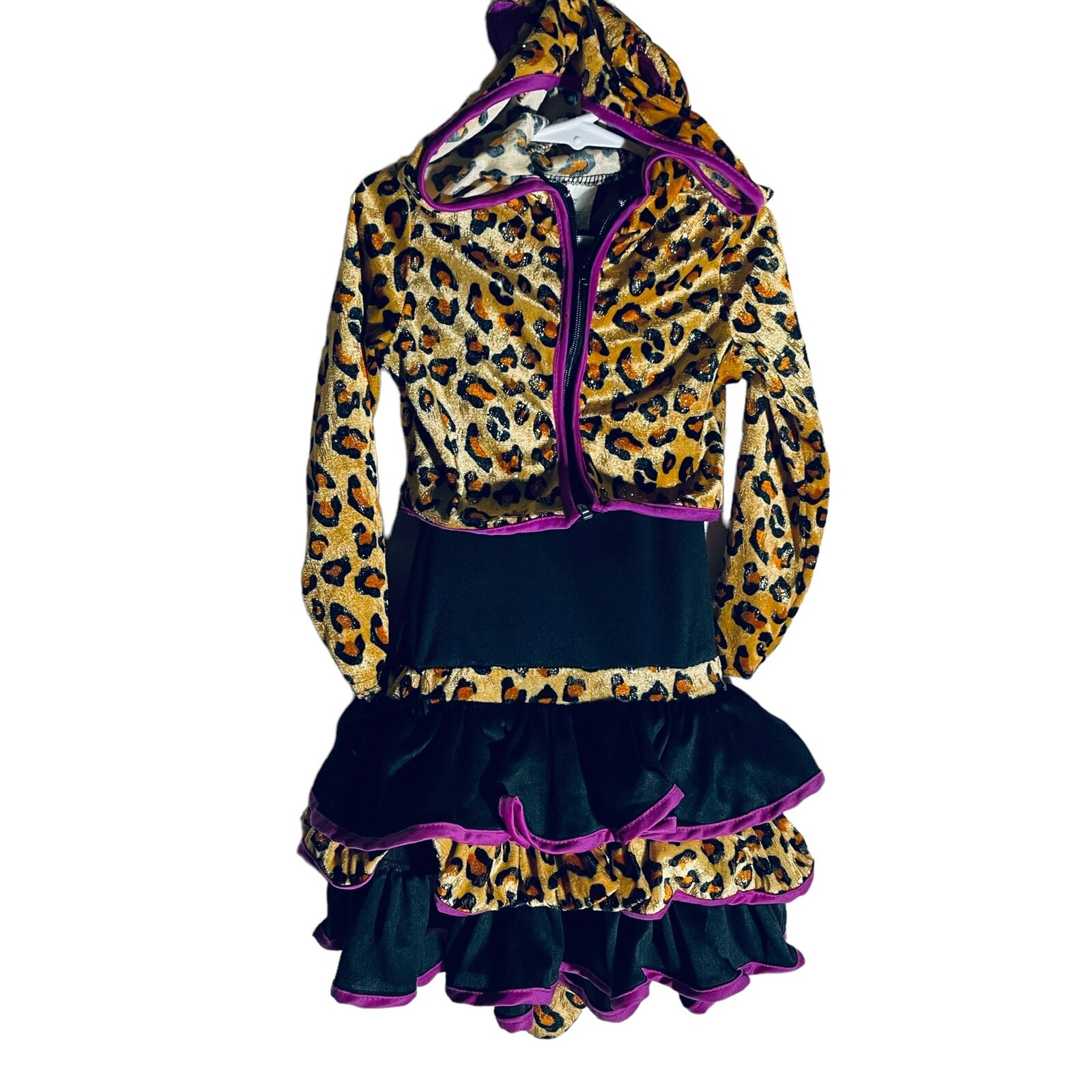 Leopard Pussycat Halloween Costume Girls Size S Dress Tail Hoodie 881382