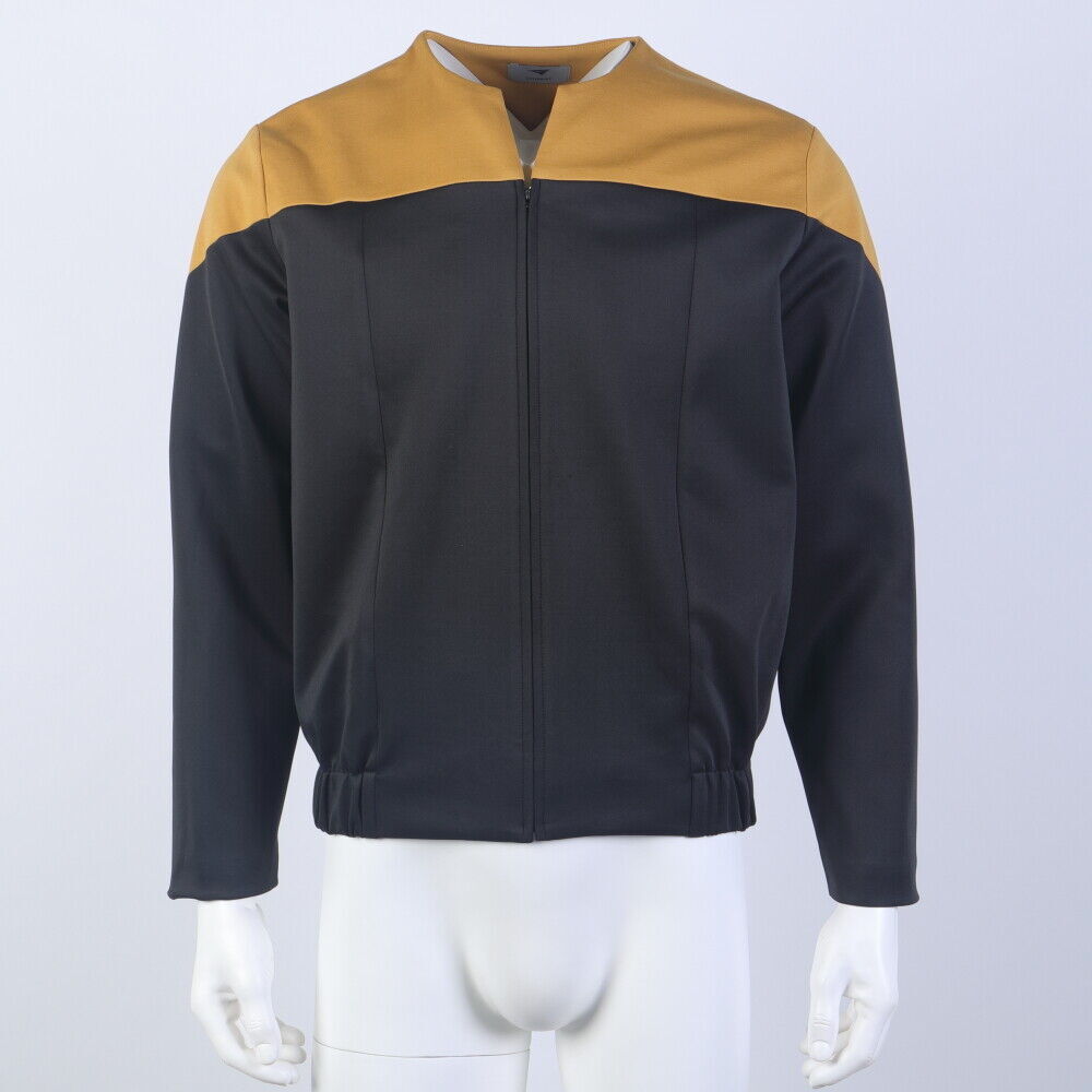 For Picard Commander Gold Blue Uniform Voyager Starfleet Jacket Costume