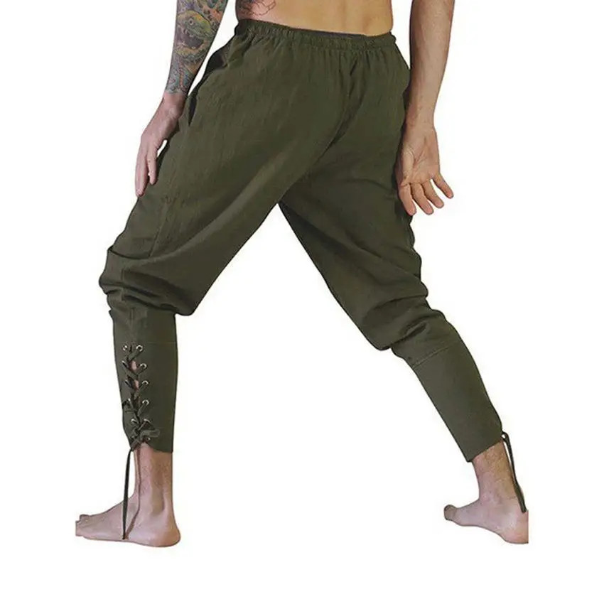 Pirate Pant Viking Costume for Men Renaissance Medieval Pants Drawstring Shorts